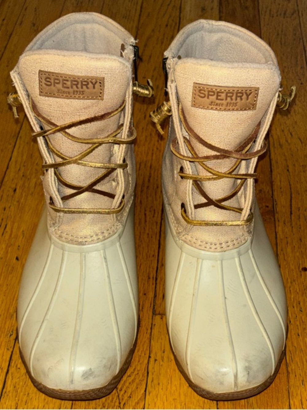 Sperry Saltwater Waterproof Duck Boots White Ivory Cream
